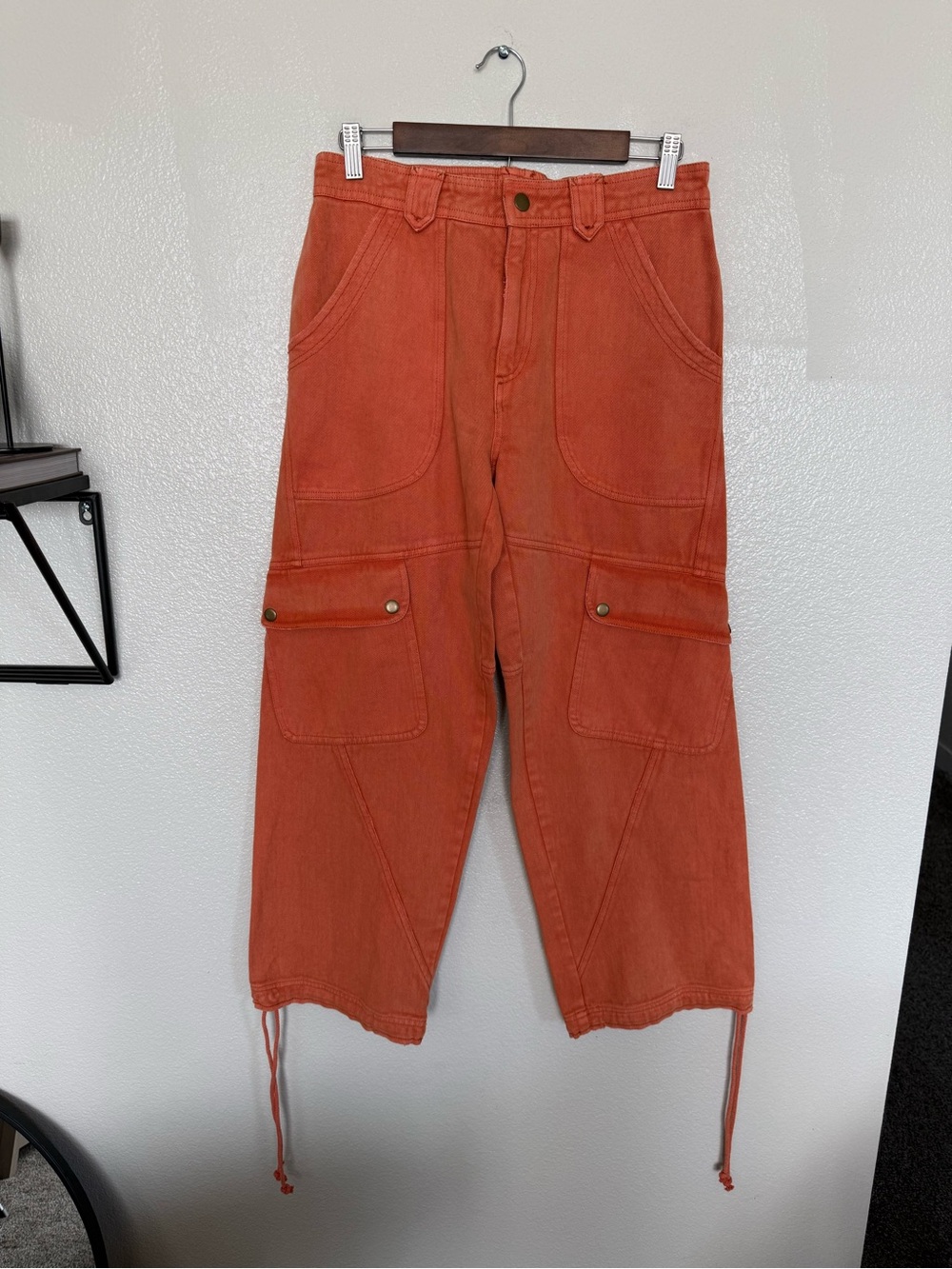🍂 Free People Rust Orange Straight-Leg Cargo Pants